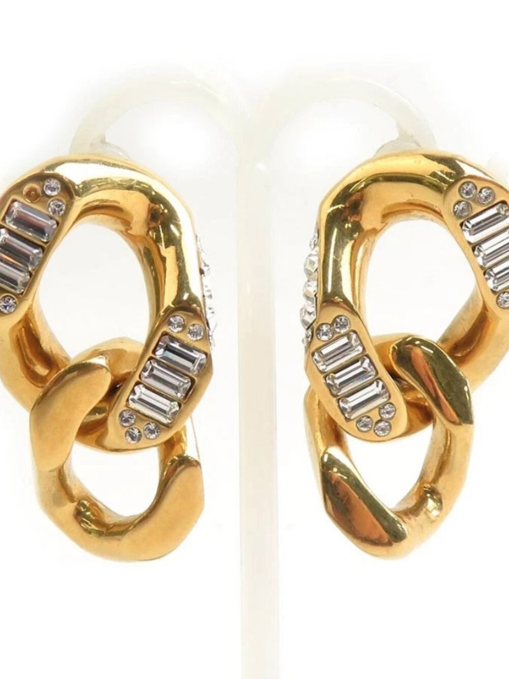BURBERRY Pierce Earrings Gold Metal/Rhinestones
